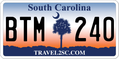 SC license plate BTM240
