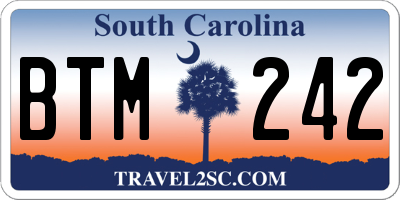 SC license plate BTM242