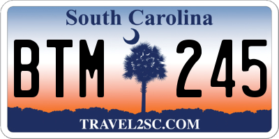 SC license plate BTM245