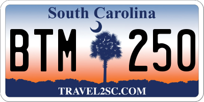 SC license plate BTM250