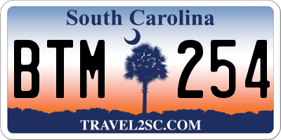 SC license plate BTM254