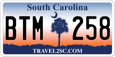 SC license plate BTM258