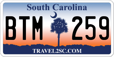 SC license plate BTM259