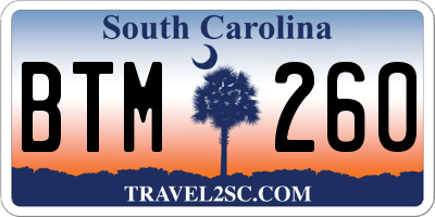 SC license plate BTM260