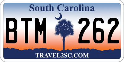 SC license plate BTM262