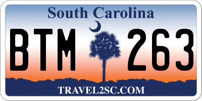 SC license plate BTM263