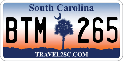 SC license plate BTM265