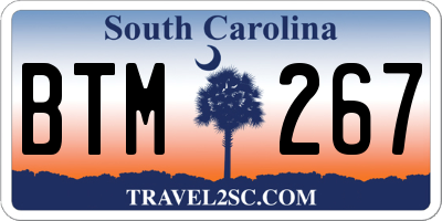 SC license plate BTM267