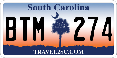 SC license plate BTM274