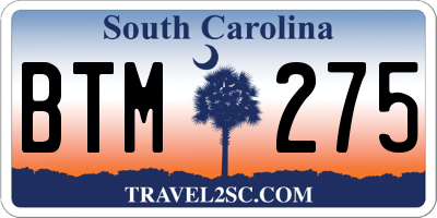 SC license plate BTM275