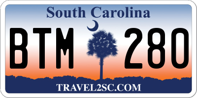 SC license plate BTM280