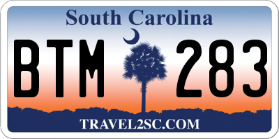 SC license plate BTM283