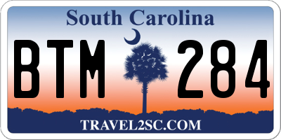 SC license plate BTM284