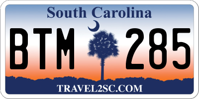 SC license plate BTM285