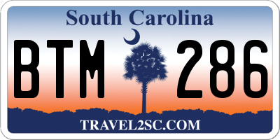 SC license plate BTM286