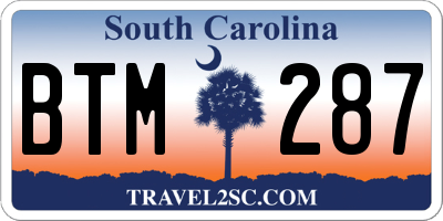 SC license plate BTM287