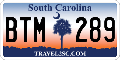 SC license plate BTM289