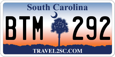 SC license plate BTM292