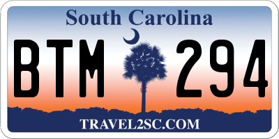 SC license plate BTM294