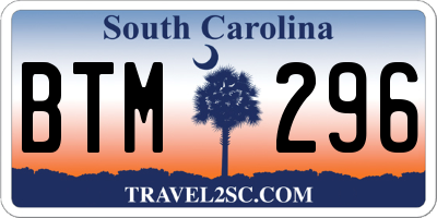 SC license plate BTM296