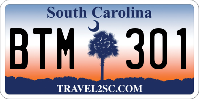 SC license plate BTM301