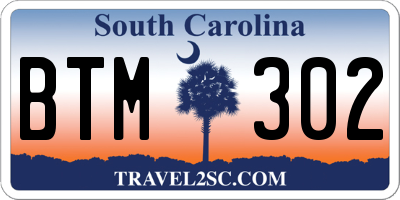 SC license plate BTM302
