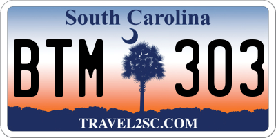 SC license plate BTM303