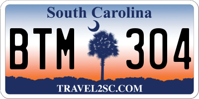 SC license plate BTM304