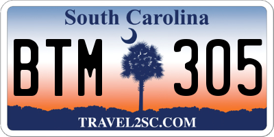 SC license plate BTM305