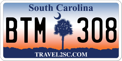 SC license plate BTM308