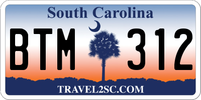 SC license plate BTM312