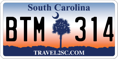SC license plate BTM314