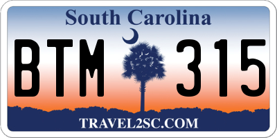 SC license plate BTM315