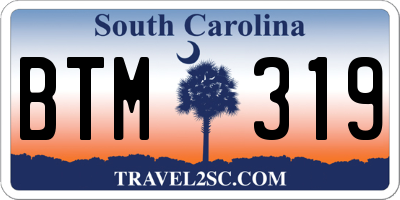 SC license plate BTM319