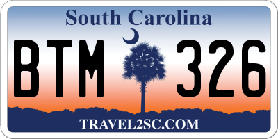 SC license plate BTM326