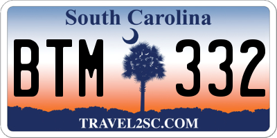 SC license plate BTM332