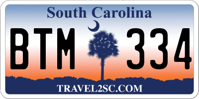 SC license plate BTM334