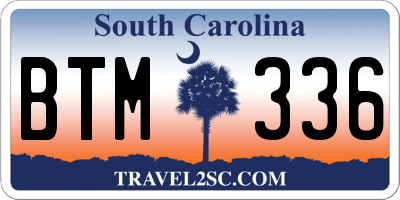 SC license plate BTM336