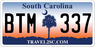 SC license plate BTM337