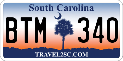 SC license plate BTM340