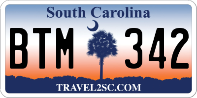 SC license plate BTM342