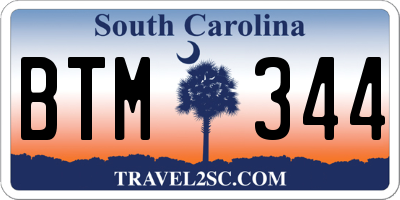 SC license plate BTM344