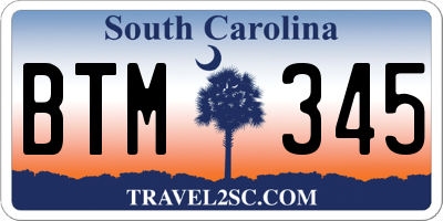 SC license plate BTM345