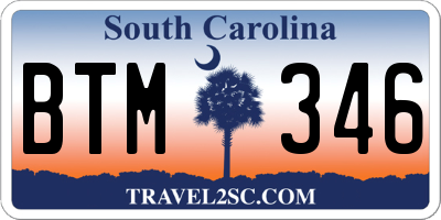 SC license plate BTM346
