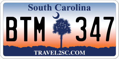 SC license plate BTM347