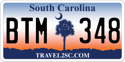 SC license plate BTM348