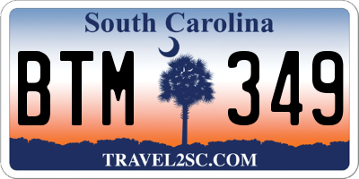 SC license plate BTM349