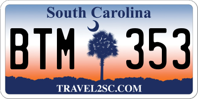 SC license plate BTM353