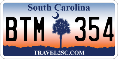 SC license plate BTM354