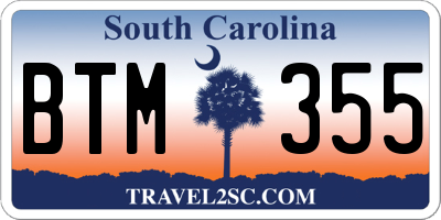 SC license plate BTM355